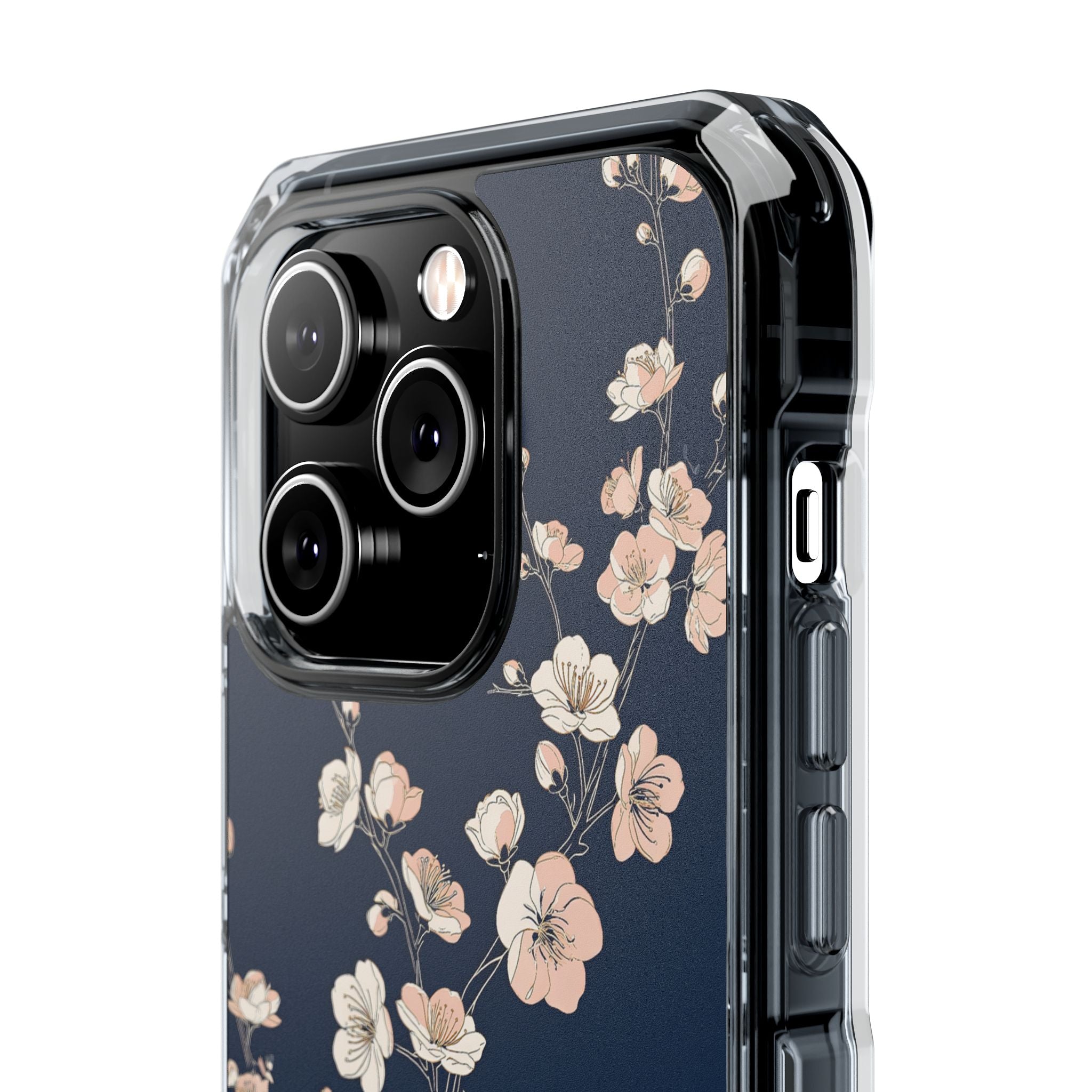 Blue Impact MagSafe Phone Case for iPhone - Midnight Peach Sakura