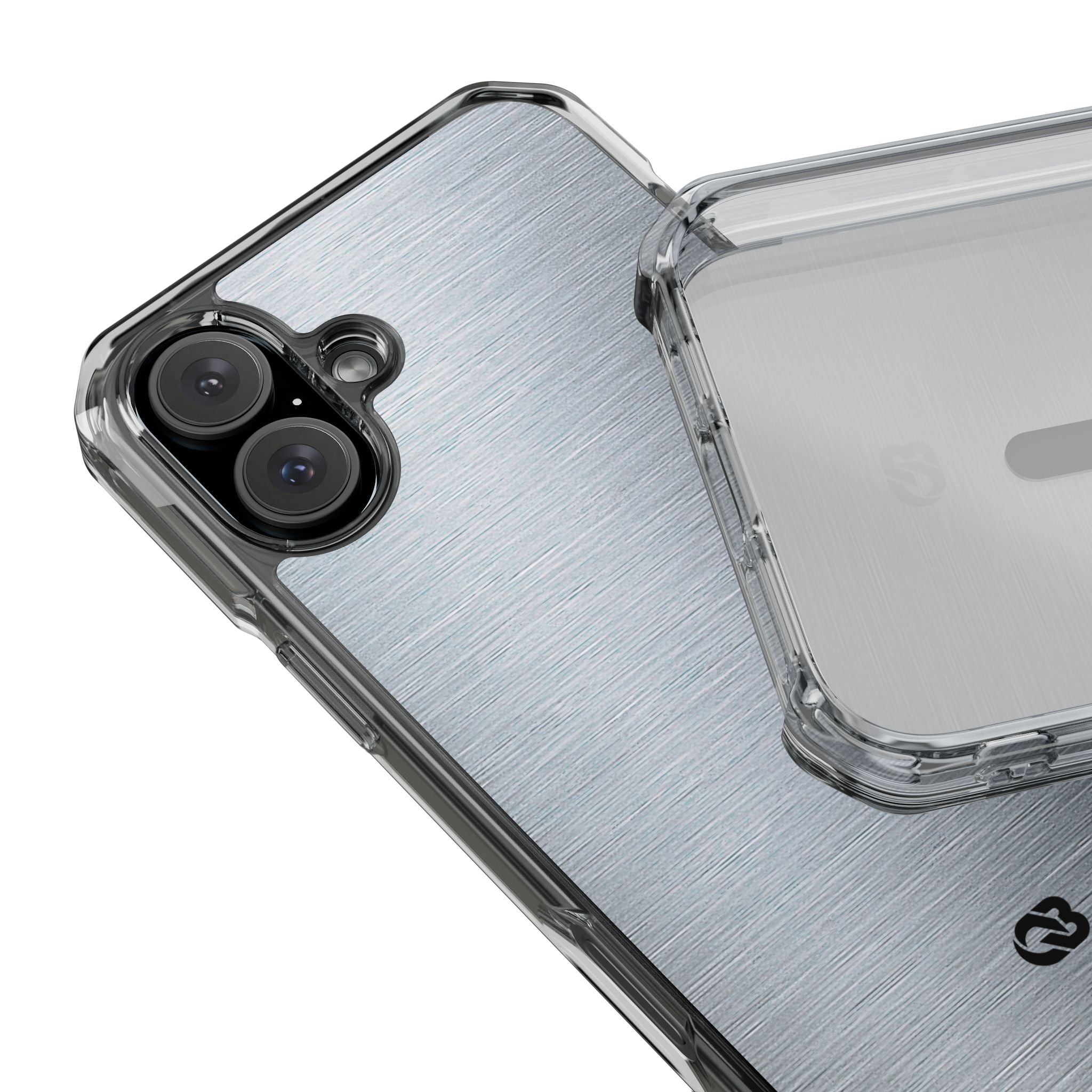 Silver Impact MagSafe Phone Case for iPhone - Satin Chrome Grain