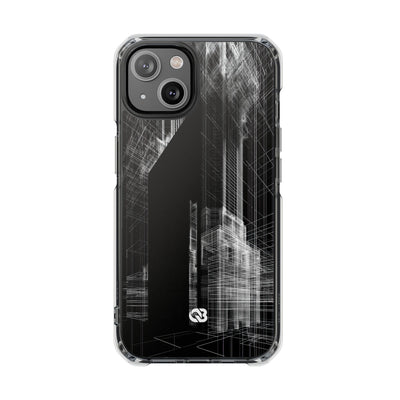 Black Impact MagSafe Phone Case for iPhone - Ghost Urban Wireframe