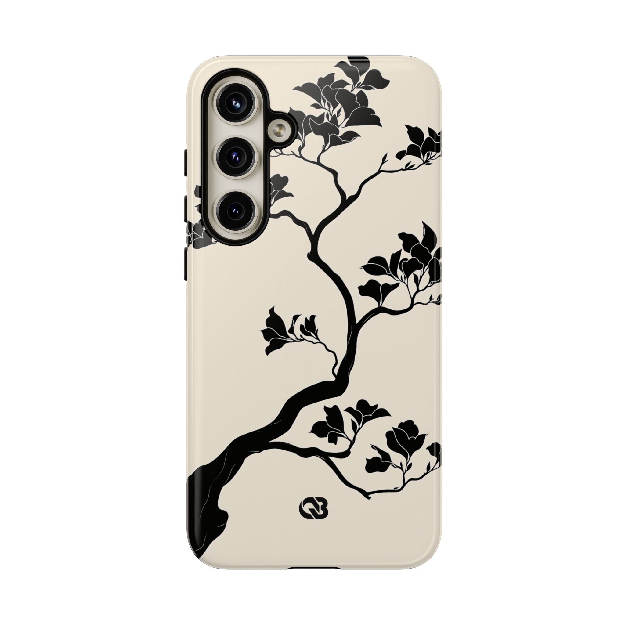 Beige Tough Phone Case for Samsung - Obsidian Bonsai Silhouette