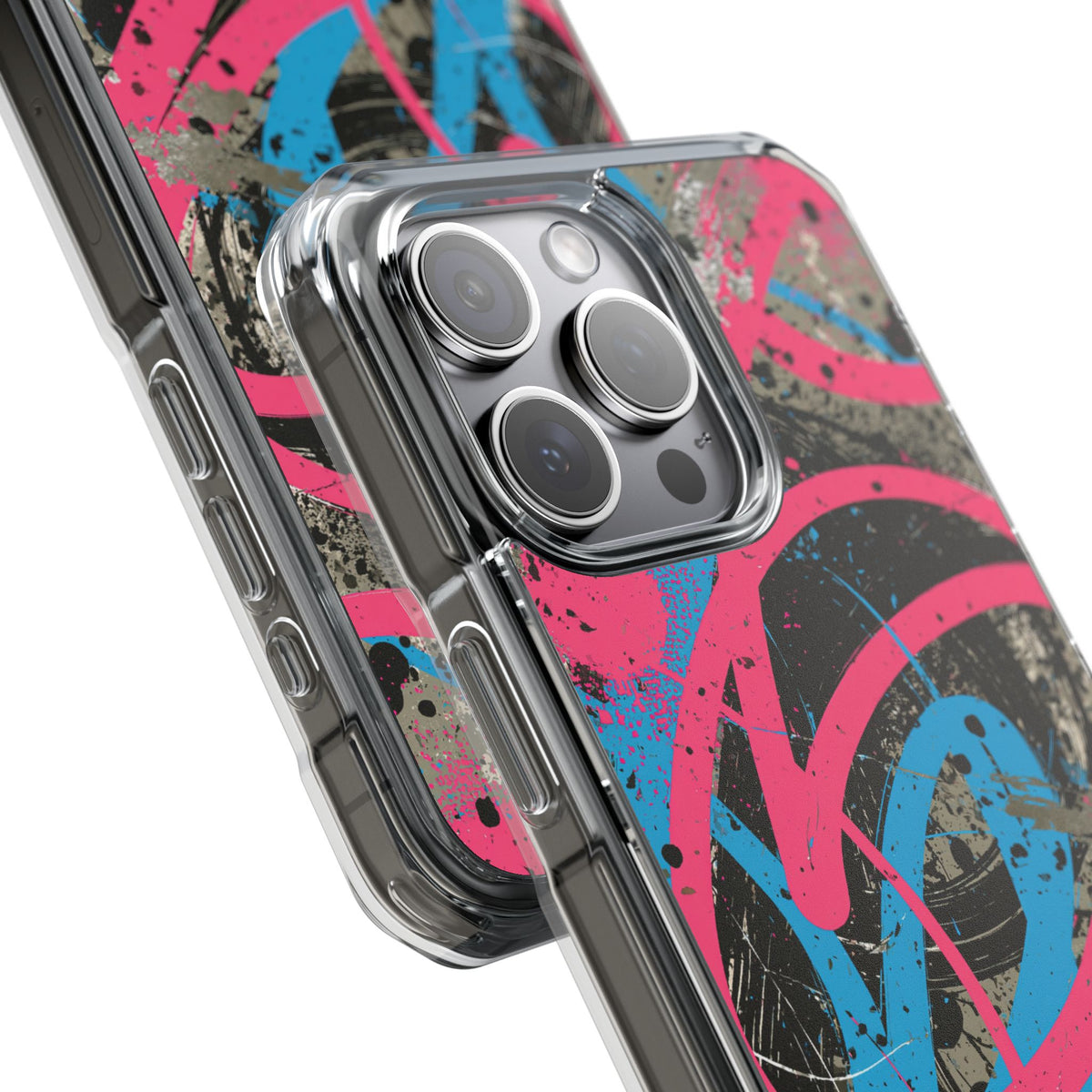 Cyber Splatter Flow · Clear Impact Magnetic Phone Case for iPhone · Pink