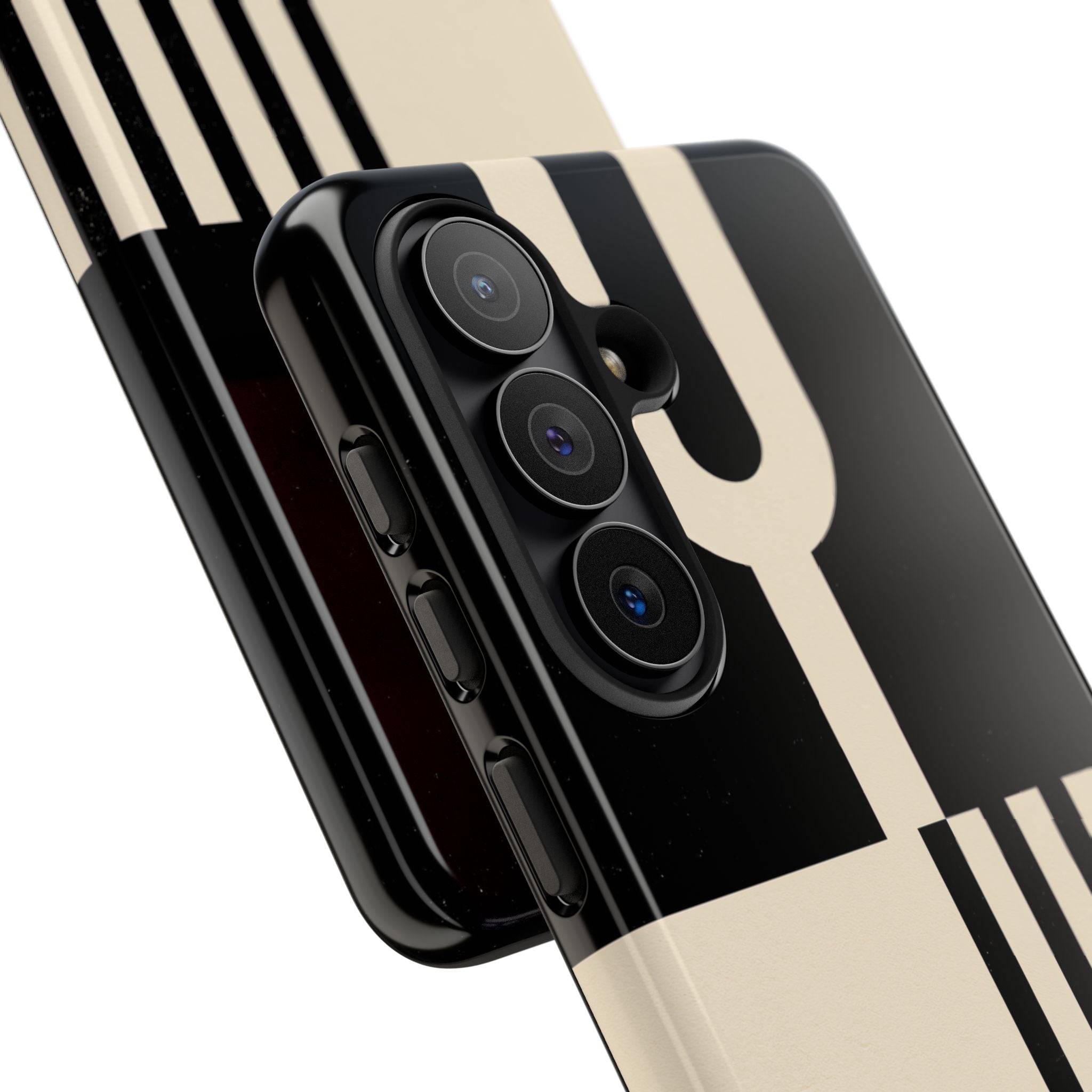 Black Tough Phone Case for Samsung - Ivory Signal Grid