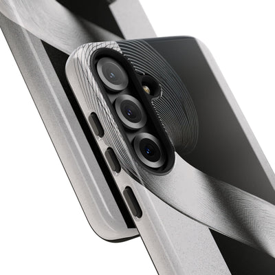 Grey Tough Phone Case for Samsung - Obsidian Moiré Wave