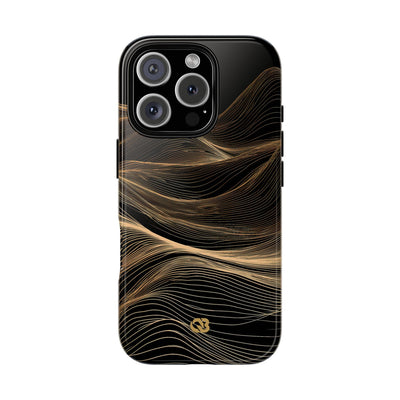 Black Tough Phone Case for iPhone - Copper Topo Ridge