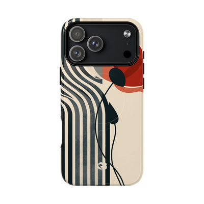 Beige Tough 2.0 Magsafe Phone Case for iPhone - Crimson Line Bloom