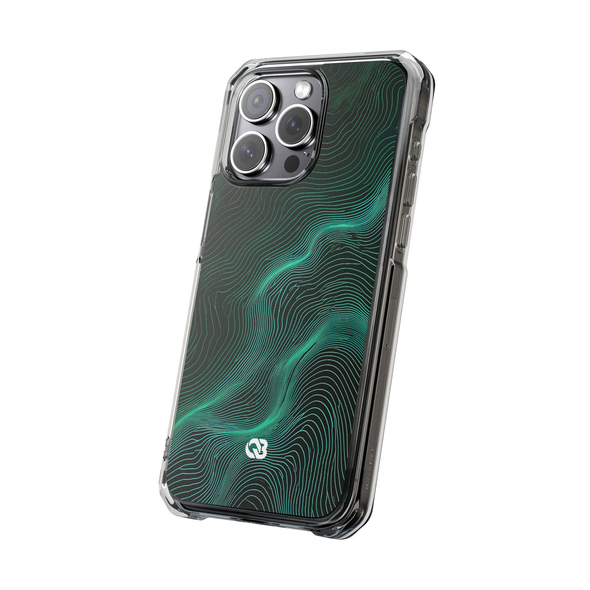 Emerald Topo Ridge · Clear Impact Magnetic Phone Case for iPhone · Green