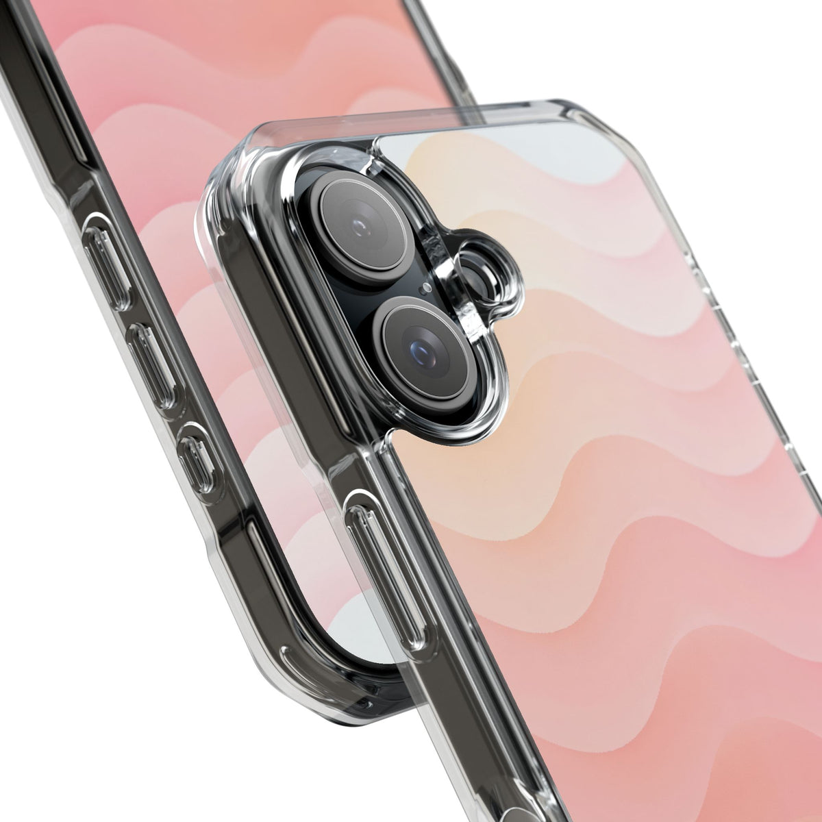 Blush Horizon Waves · Clear Impact Magnetic Phone Case for iPhone · Pink