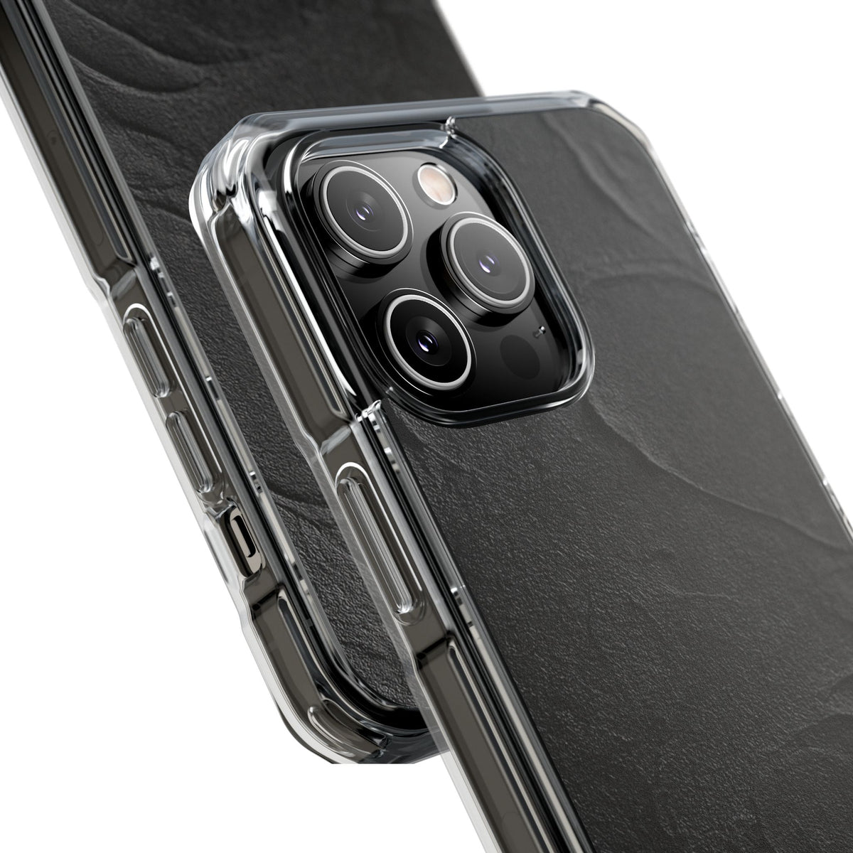 Obsidian Stucco Relief · Clear Impact Magnetic Phone Case for iPhone ·  Black
