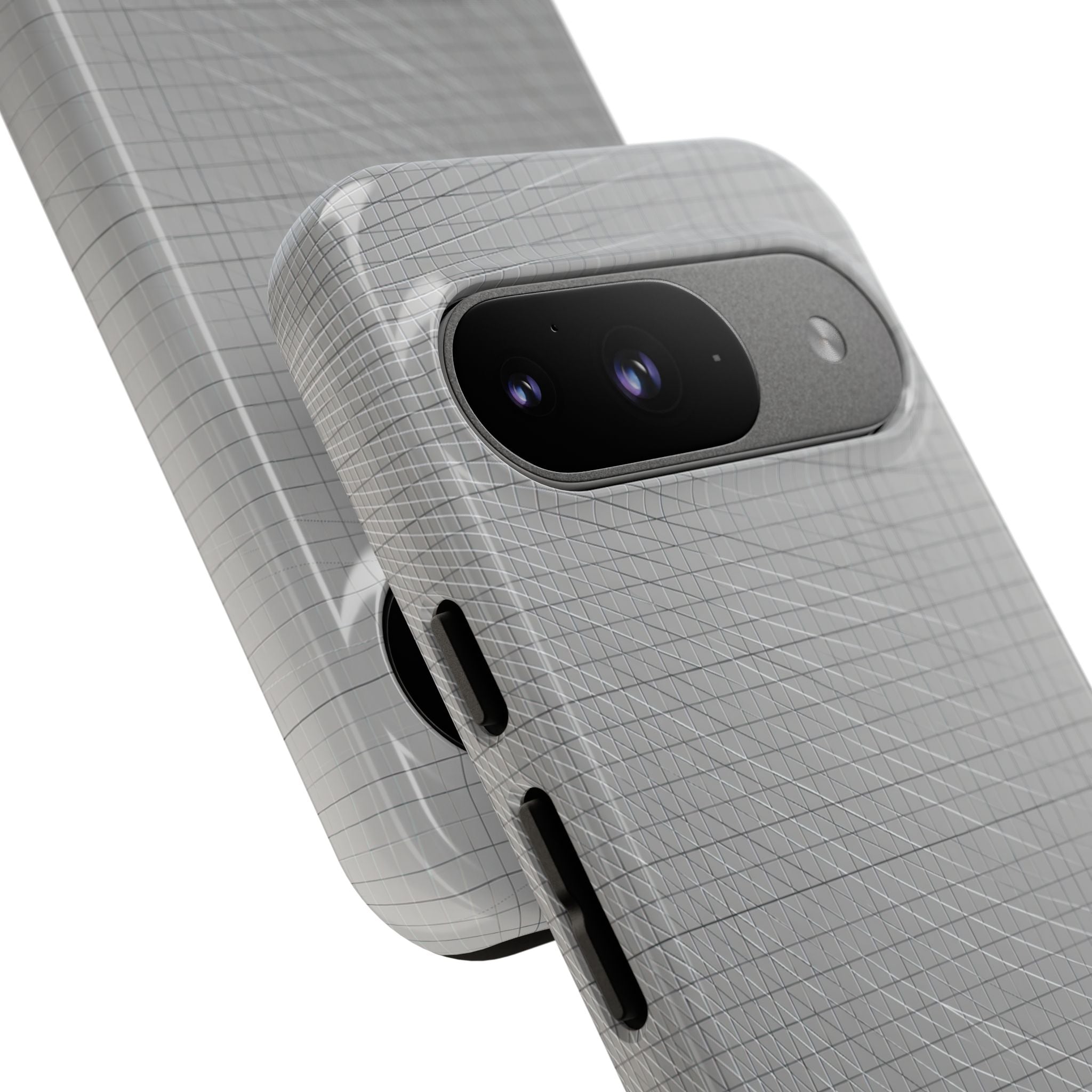 Grey Tough Phone Case for Google Pixel - Chrome Mesh Warp