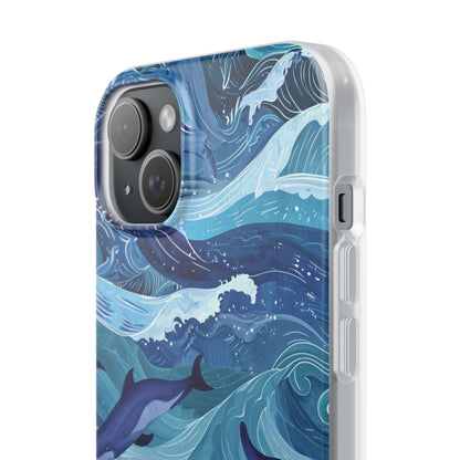 Dolphin Waves iPhone 15 Plus Cover - Blød