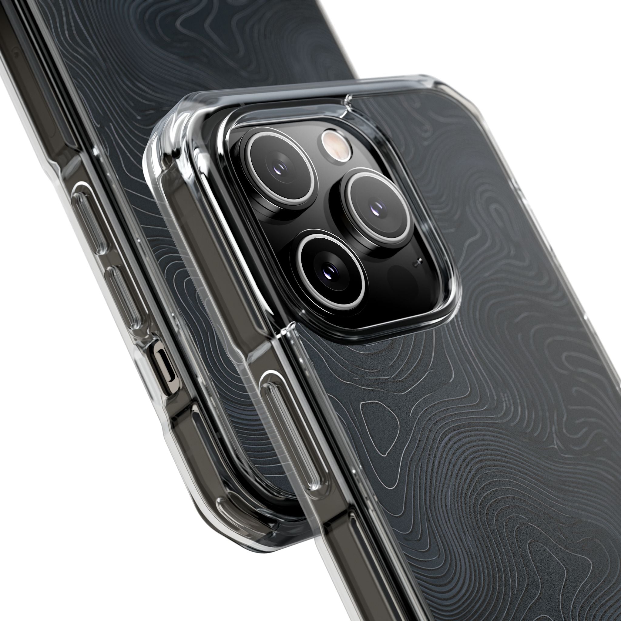 Black Impact MagSafe Phone Case for iPhone - Obsidian Ridge Topo
