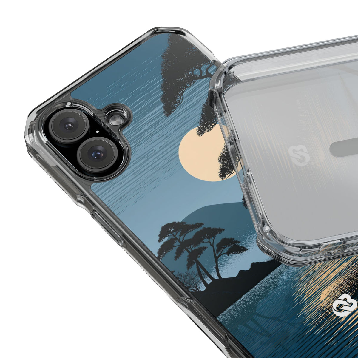 Moonlit Pine Horizon · Clear Impact Magnetic Phone Case for iPhone ·  Blue