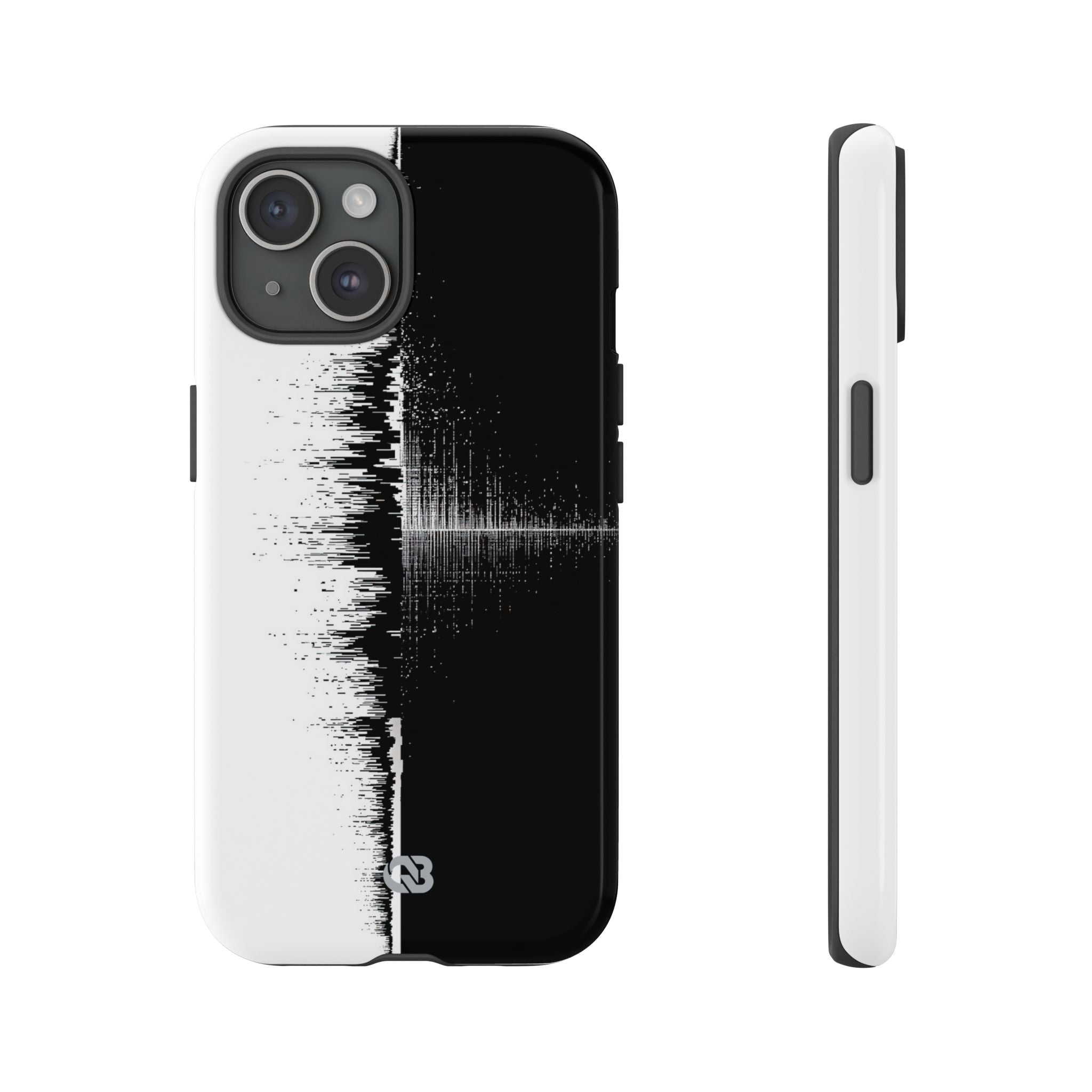 Black Tough Phone Case for iPhone - Static Signal Split