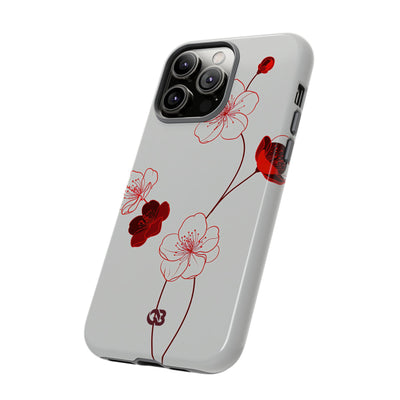 Red Tough Phone Case for iPhone - Kyoto Ember Bloom