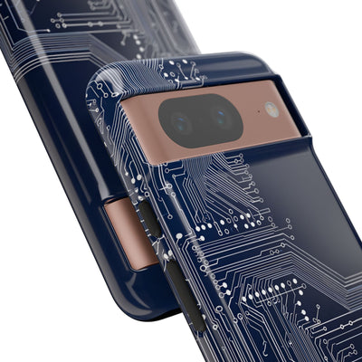 Blue Tough Phone Case for Google Pixel - Cobalt Data Stream