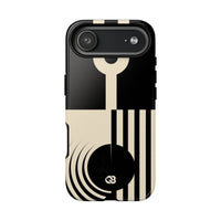 Black Tough Phone Case for iPhone - Ivory Signal Grid