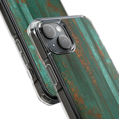 Teal Impact MagSafe Phone Case for iPhone - Verdigris Copper Siding