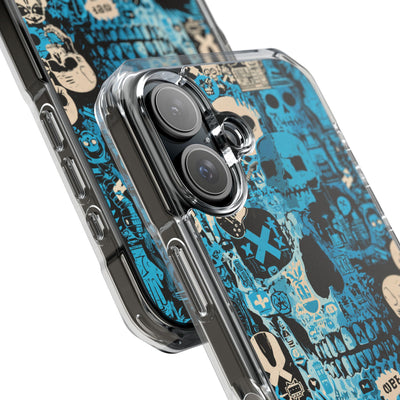 Electric Skull Graffiti · Clear Impact Magnetic Phone Case for iPhone · Blue