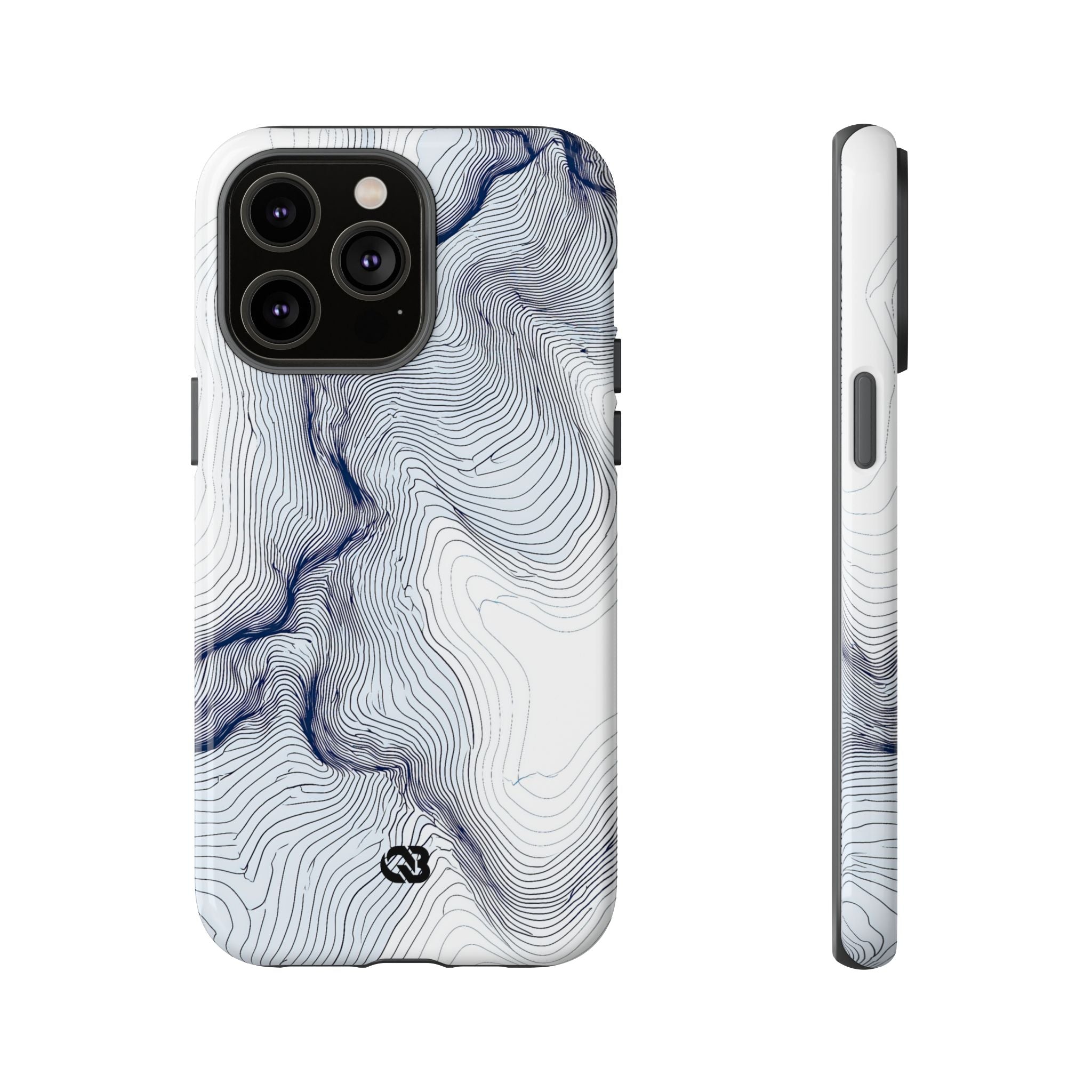 White Tough Phone Case for iPhone - Nordic Ridge Topo