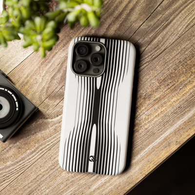 White Tough Phone Case for iPhone - Kinetic Mono Distortion