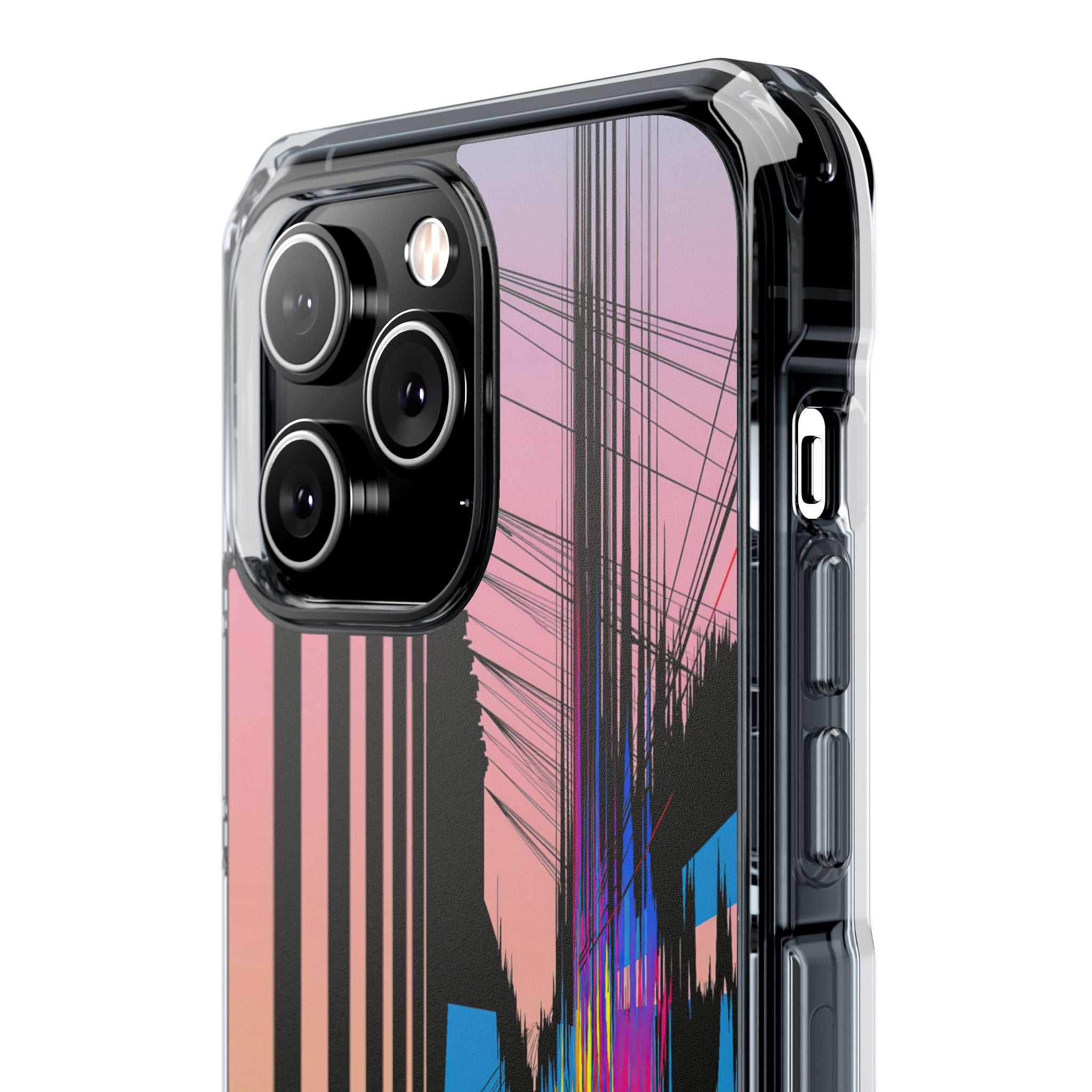 Blue Impact MagSafe Phone Case for iPhone - Fractured Data Skyline
