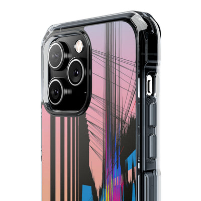 Blue Impact MagSafe Phone Case for iPhone - Fractured Data Skyline