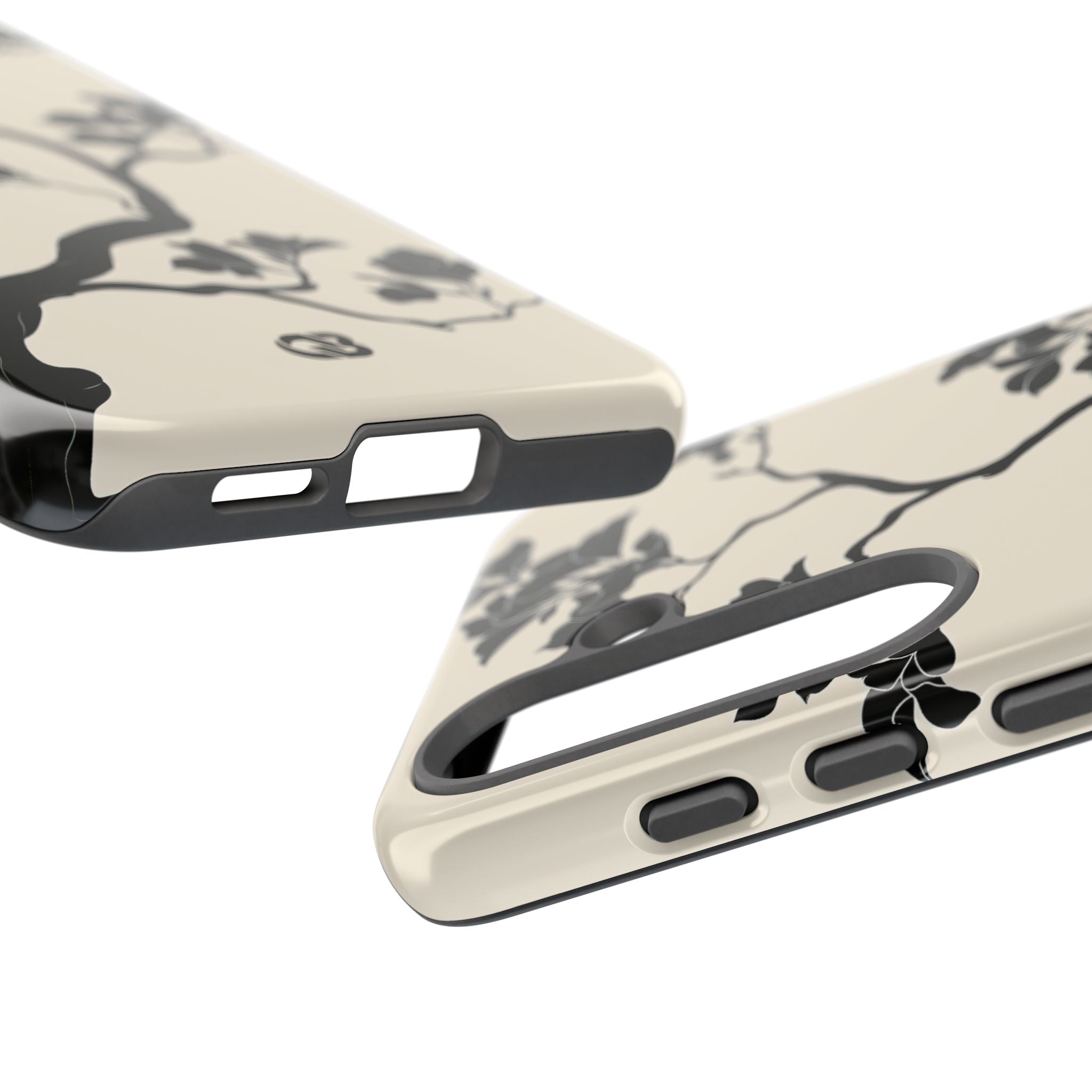 Beige Tough Phone Case for Samsung - Obsidian Bonsai Silhouette