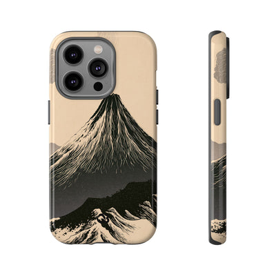 Beige Tough Phone Case for iPhone - Obsidian Ink Summit