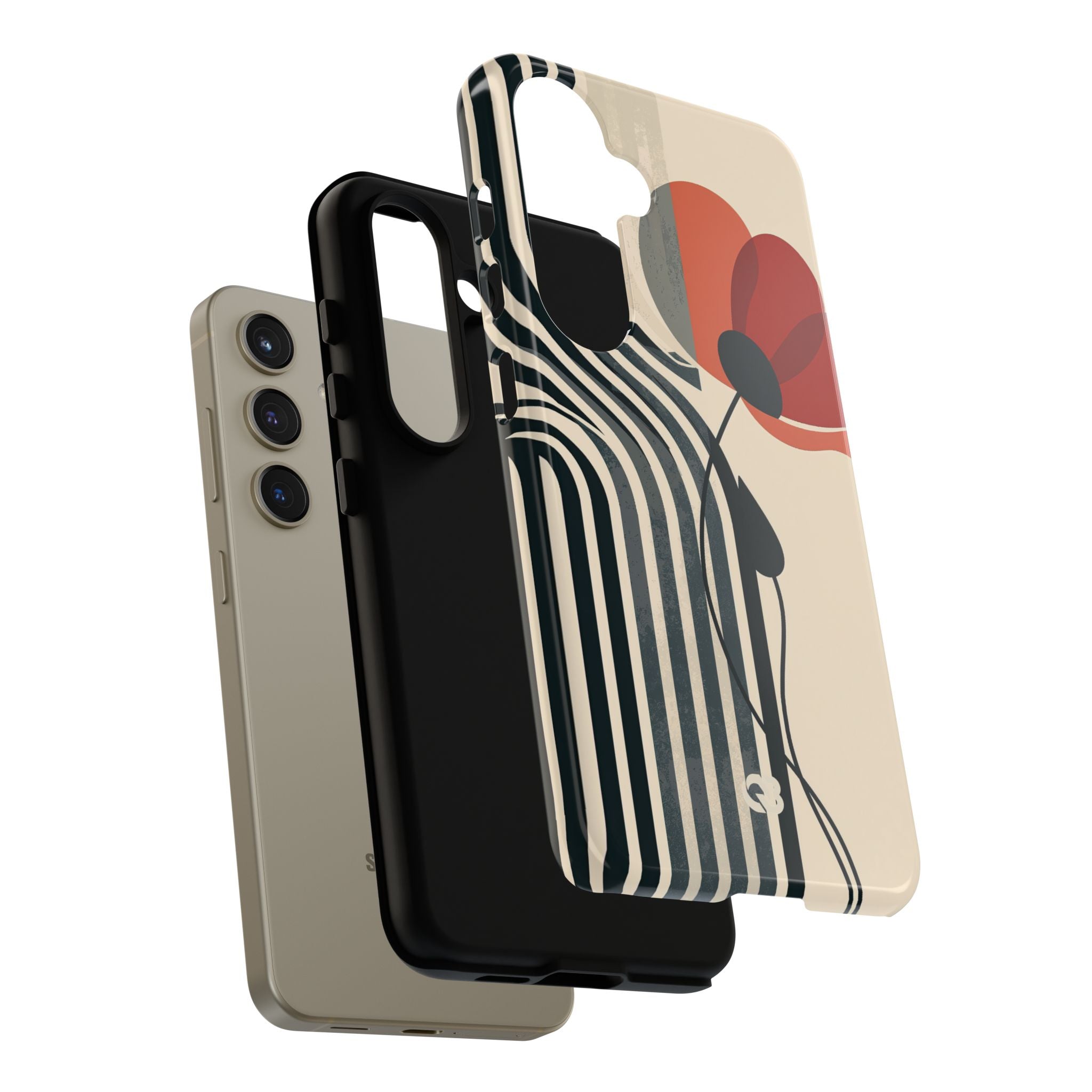 Beige Tough Phone Case for Samsung - Crimson Line Bloom