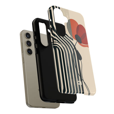 Beige Tough Phone Case for Samsung - Crimson Line Bloom