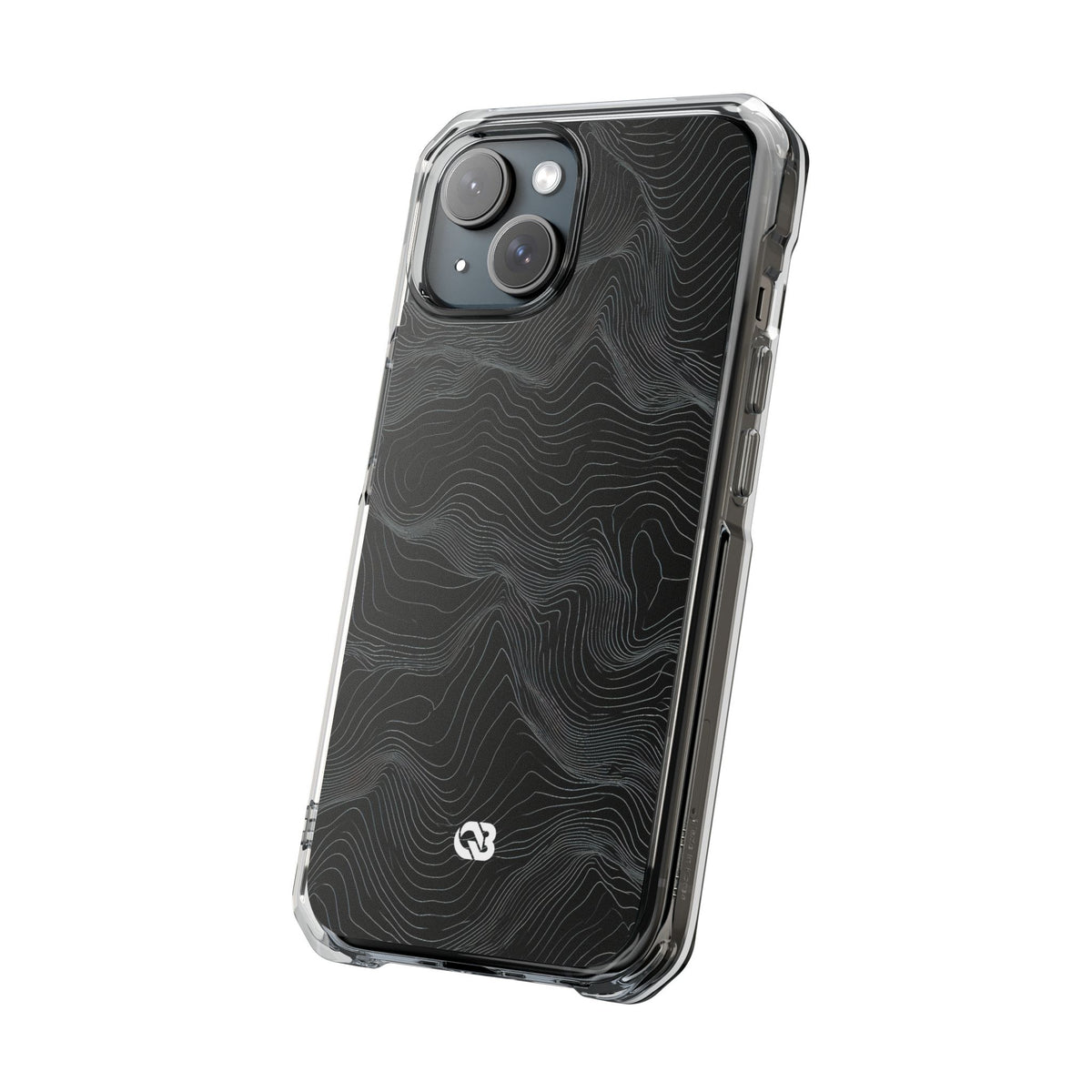 Obsidian Contour Elevation · Clear Impact Magnetic Phone Case for iPhone · Black