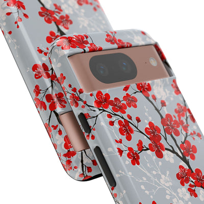 Grey Tough Phone Case for Google Pixel - Crimson Sakura Slate