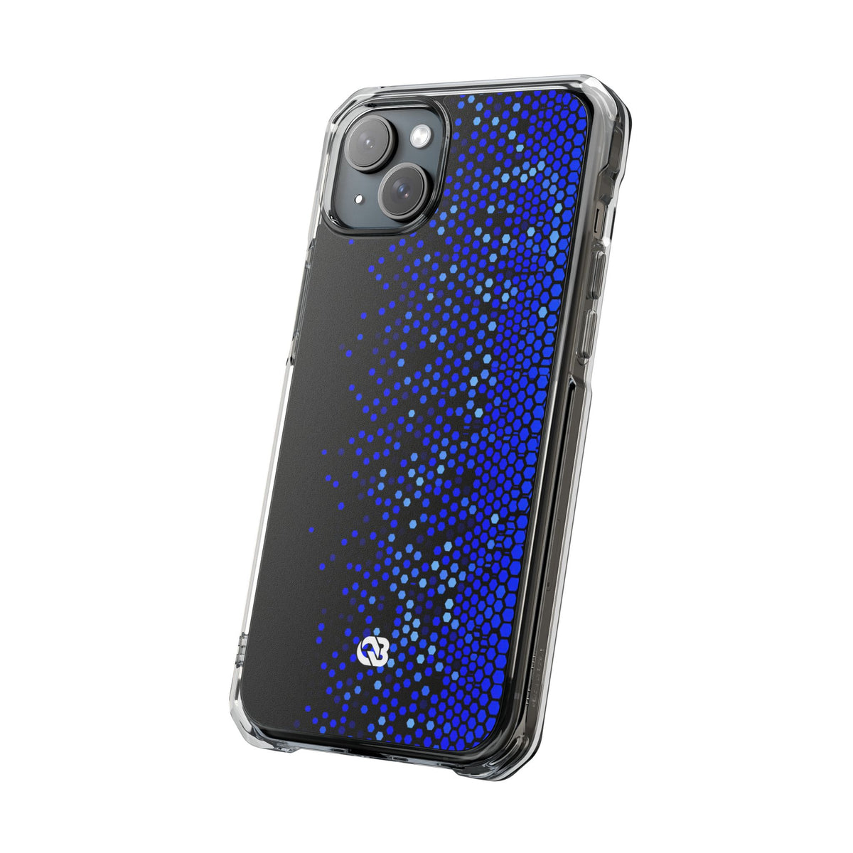 Cobalt Hex Dispersion · Clear Impact Magnetic Phone Case for iPhone · Blue
