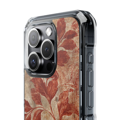 Terracotta Botanical Fresco · Clear Impact Magnetic Phone Case for iPhone · Red