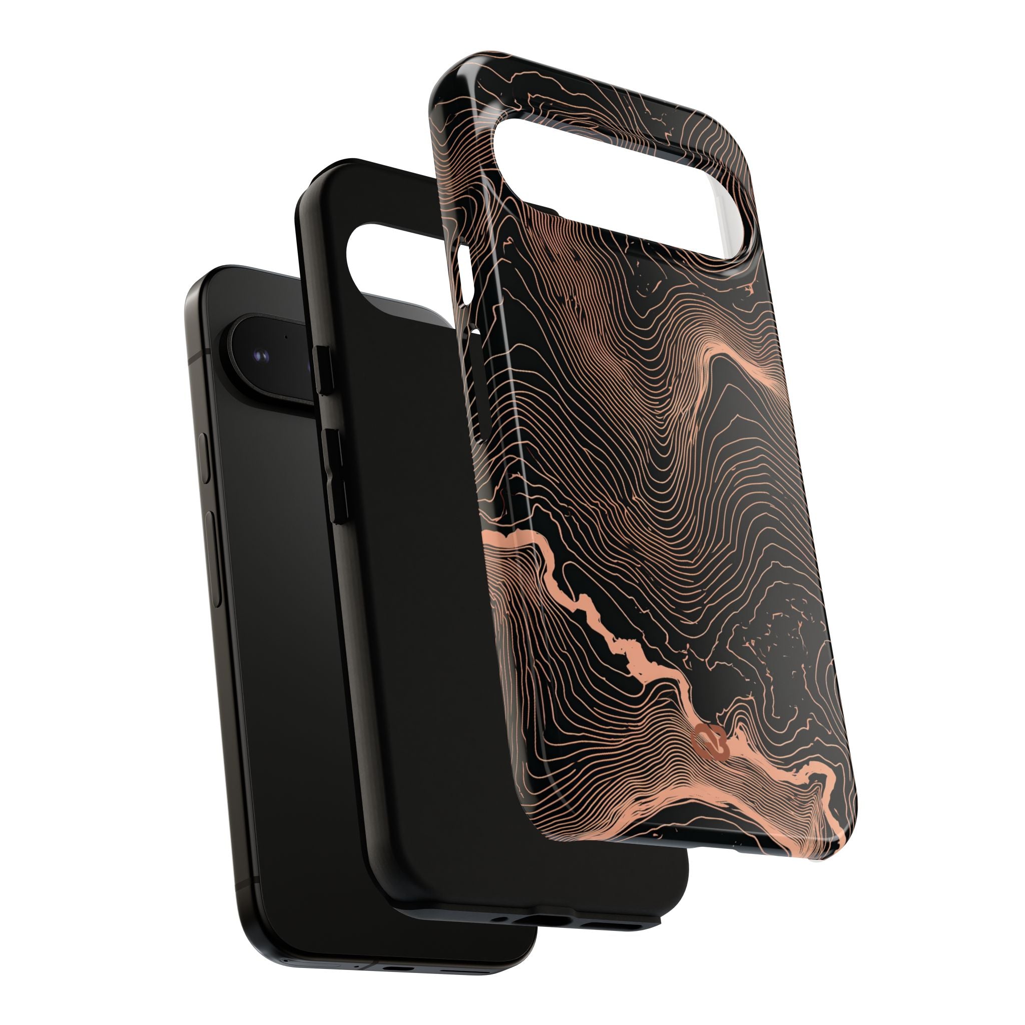 Orange Tough Phone Case for Google Pixel - Salmon Ridge Topo