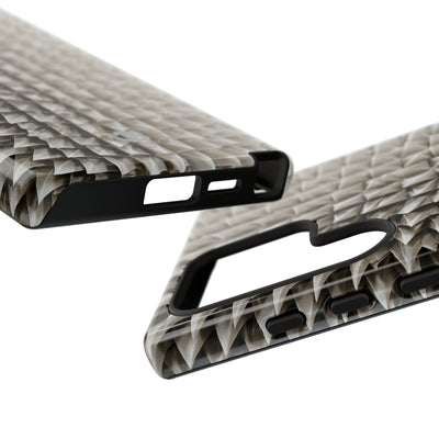 Beige Tough Phone Case for Samsung - Bone Spiked Grid