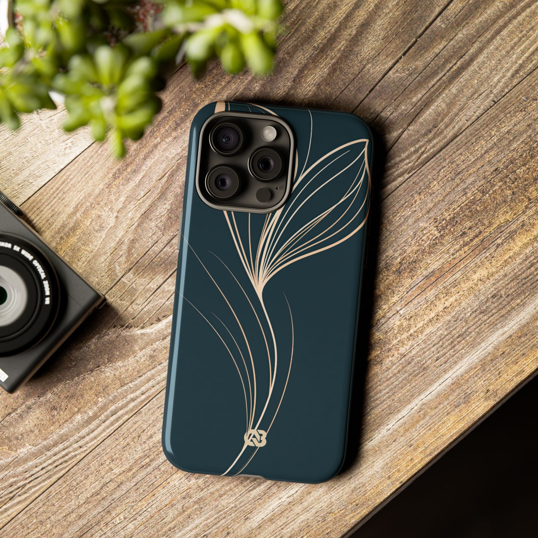 Teal Tough Phone Case for iPhone - Sandstone Silk Flora