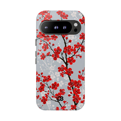 Grey Tough Phone Case for Google Pixel - Crimson Sakura Slate