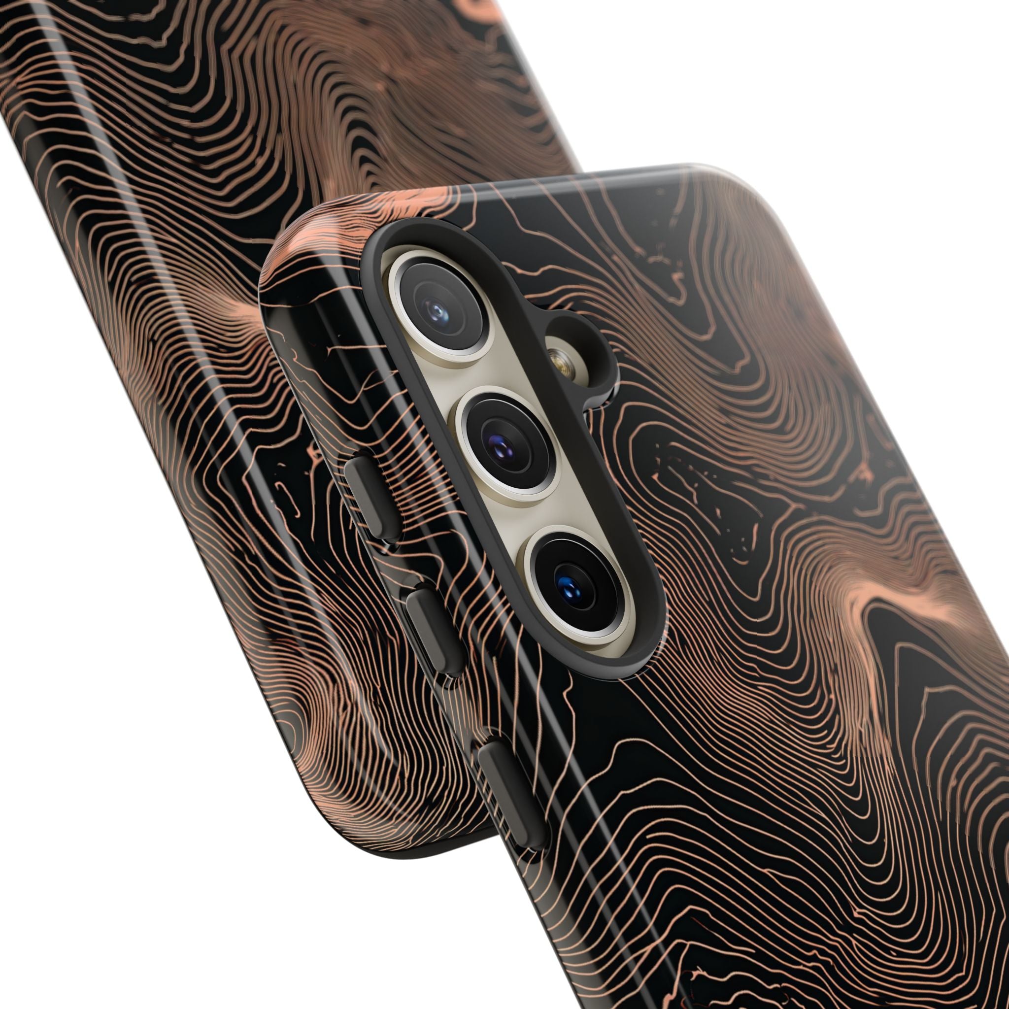 Orange Tough Phone Case for Samsung - Salmon Ridge Topo