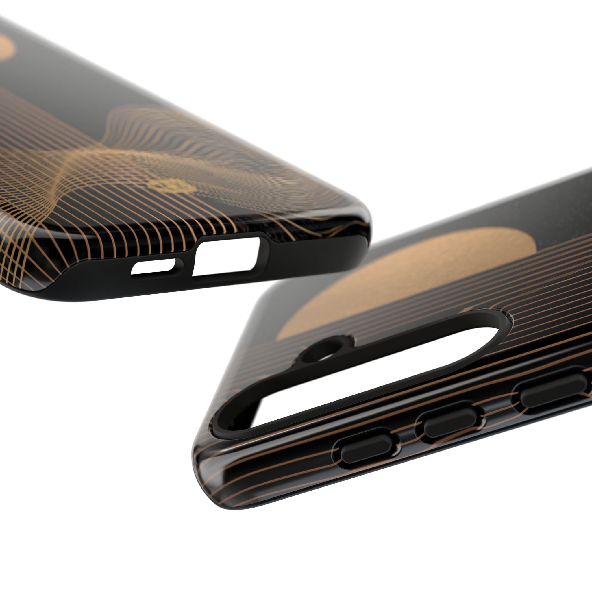 Gold Tough Phone Case for Samsung - Gilded Obsidian Dunes