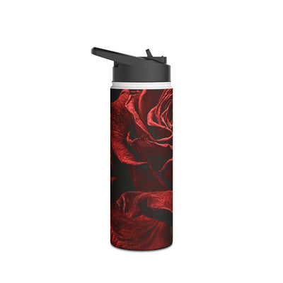 Crimson Noir Rose · Insulated Water Bottle · Black