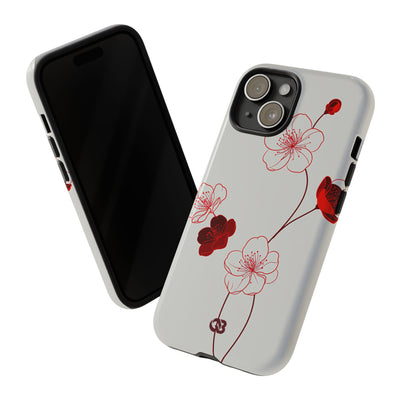 Red Tough Phone Case for iPhone - Kyoto Ember Bloom