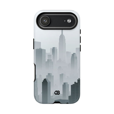 Grey Tough Phone Case for iPhone - Steel Mist Skyline