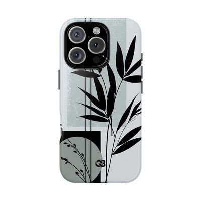 Grey Tough Phone Case for iPhone - Sage Bamboo Noir