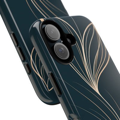 Teal Tough Phone Case for iPhone - Sandstone Silk Flora