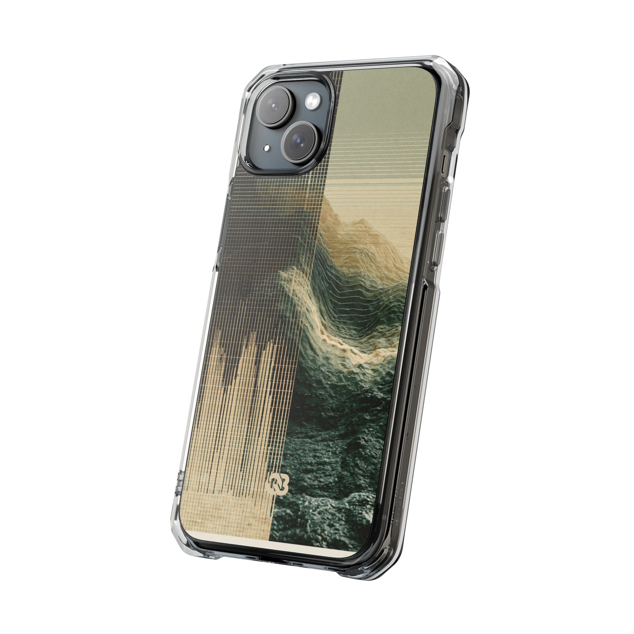 Beige Impact MagSafe Phone Case for iPhone - Veridian Data Ridge