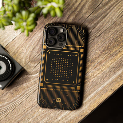 Gold Tough Phone Case for iPhone - Cyber Gold Processor