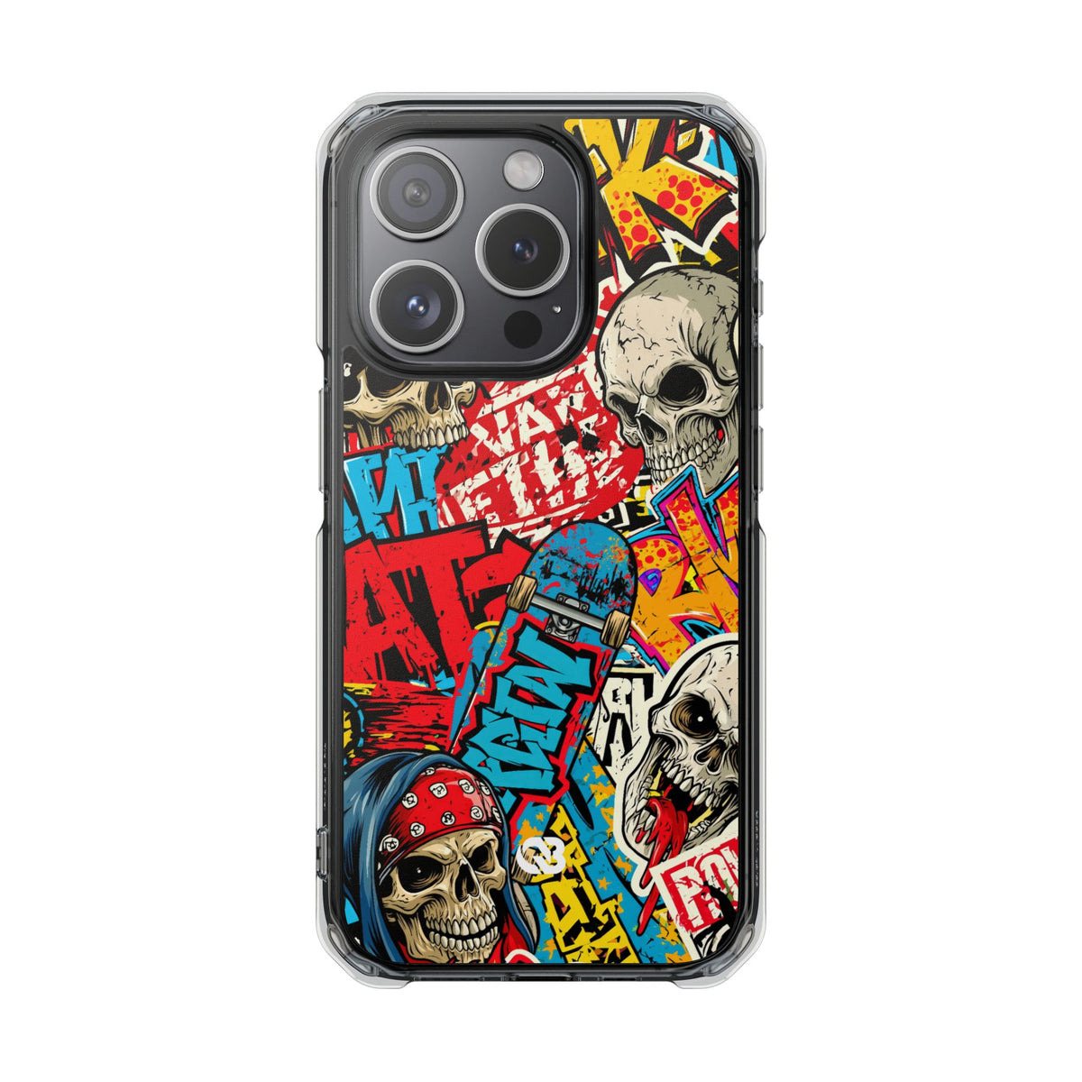 Skate Skull Riot · Clear Impact Magnetic Phone Case for iPhone · Red