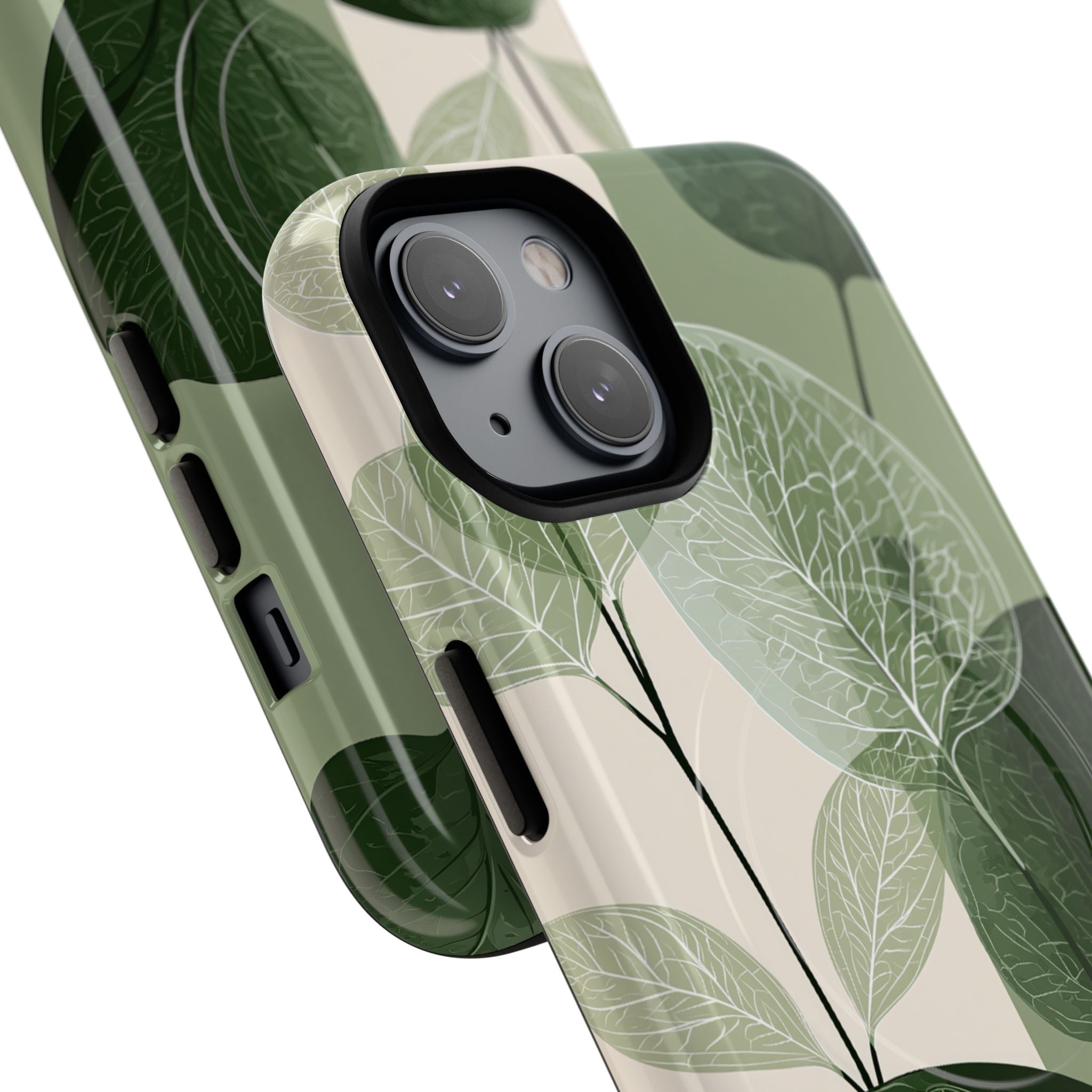 Green Tough 2.0 Magsafe Phone Case for iPhone - Sage Leaf Skeletals