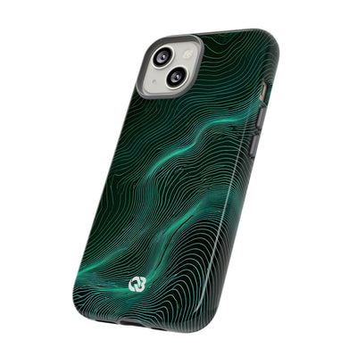 Teal Tough Phone Case for iPhone - Neon Jade Contour